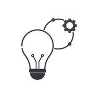 Gear shaped element orbits lightbulb icon vector