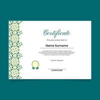 Certificate Design with Green Pastel Ornament on Left Side vector