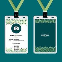ID Card Design with Green Pastel Ornament on Top and Bottom vector