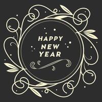 Elegant Happy New Year Design with Ornate Floral Border vector