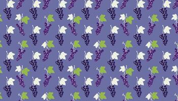 Pattern with black currants berries. illustration in flat style. vector