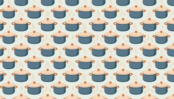 Seamless pattern with steamer pots and pans on a white background. vector