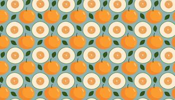 Pattern with canary melon and blue leaf. illustration. vector