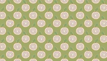 Pattern with cherimoya on a green background. vector