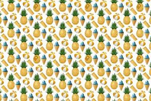 Pineapple pattern. Summer background illustration. vector