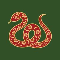 A snake with a red and gold pattern on a green background vector