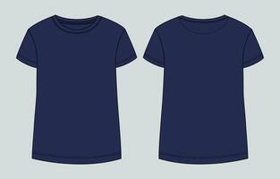 Two blue t - shirts, one front and one back vector