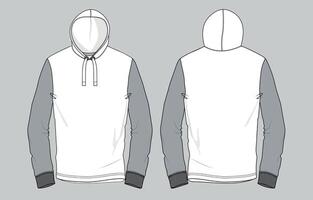 White hoodie template template, front and back view vector