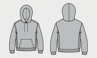 A drawing of a hoodie with a hood and a zipper vector