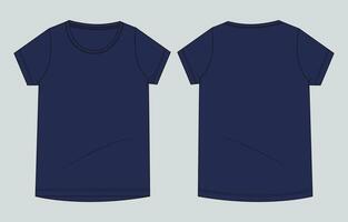 Two blue t - shirts, one front and one back vector