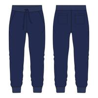 Navy blue sweatpants with drawstring waist and pockets vector