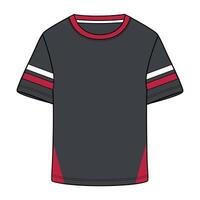 A black and red t - shirt with a red stripe vector