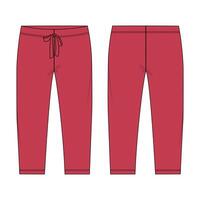 A pair of red sweatpants with a drawstring vector