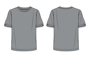 A gray t - shirt template, with a front and back view vector
