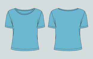 A blue t - shirt template, with a front and back view vector