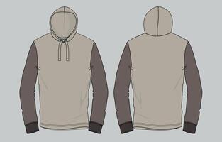 A drawing of a hoodie with a hood and sleeves vector