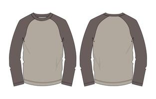 A long sleeve shirt with a gray and brown color vector