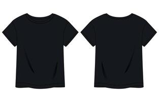 Black t - shirt template, front and back view vector