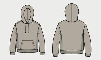 A drawing of a hoodie with a hood and a zipper vector