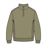 A drawing of a green sweater with a zipper vector