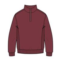 A maroon sweater with a zipper on the front vector
