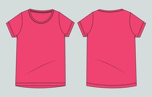 Pink t - shirt template, front and back view vector