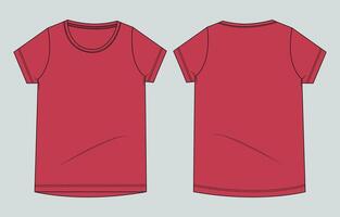 Red t - shirt template, front and back view vector
