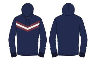 A blue hoodie with a red and white chevron on it vector