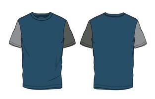 A blue and gray t - shirt with a black and white design vector