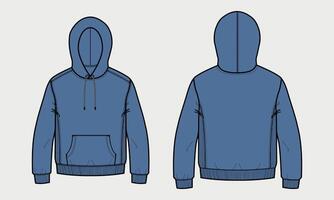 A blue hoodie with a hood and a zipper vector