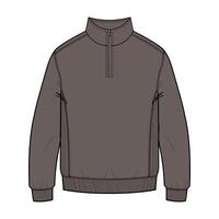 A drawing of a sweatshirt with a zipper vector