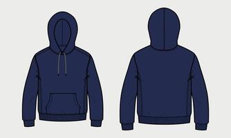 A blue hoodie with a hood and a zipper vector