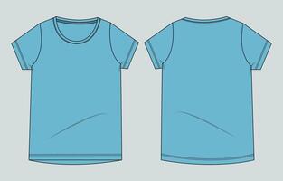 A blue t - shirt template, with a front and back view vector