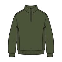 A drawing of a green sweatshirt with a zipper vector