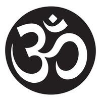 Om Symbol in Circle Silhouette Design vector