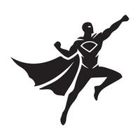 Superhero Silhouette Leaping into Action Dynamic Pose vector