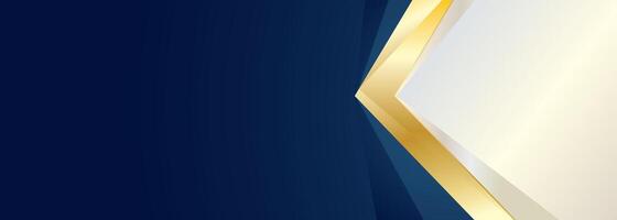 Luxurious composition of dynamic shapes with gold lines. Dark blue background with abstract geometric graphic elements. vector