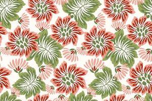 Ikat floral seamless pattern on white background,Ikat oriental seamless pattern vector