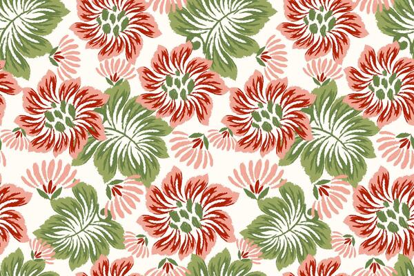 Ikat floral seamless pattern on white background,Ikat oriental seamless pattern