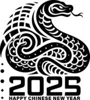 Happy 2025 with snake symbolizing Chinese New Year celebration vector