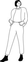 Girl Standing Pose with Black and White Color vector