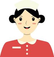 Girl Nurse Avatar with Red Clothes and White Hat vector