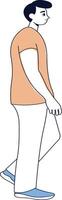 Man Walking Illustration with Orange Clothes vector