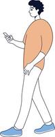 Man Walking Illustration with Orange Clothes vector