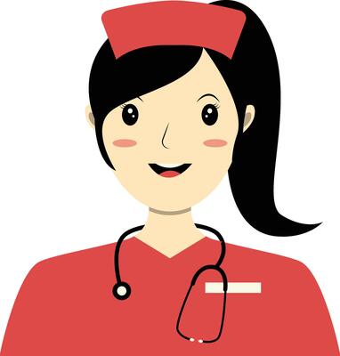 Girl Nurse Avatar with Red Clothes and Stethoscope