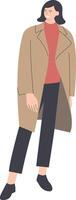 Woman Walking in Autumn with Coat vector