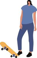 Woman Playing Skateboard with Sportswear vector