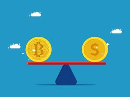 two coins on a balance scale with clouds in the background vector