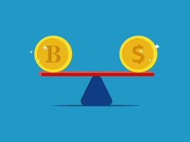 two coins on a balance scale with a dollar sign vector