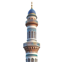 Minaret with Illuminated Lights on Transparent Background png